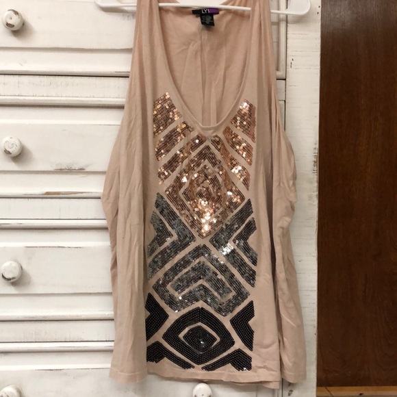 LYS Tops - Beige Sequined Tank